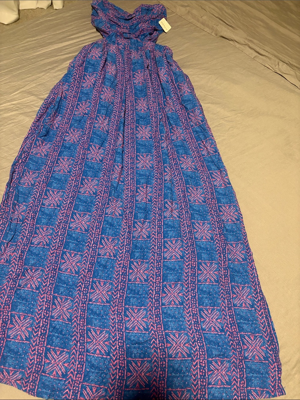 Free people small blue and Pink Patterned Maxi s dress very
